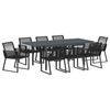 vidaXL Gar&eth;ur bor&eth;sett 9 pcs Svartur p&oacute;l&yacute;rattan