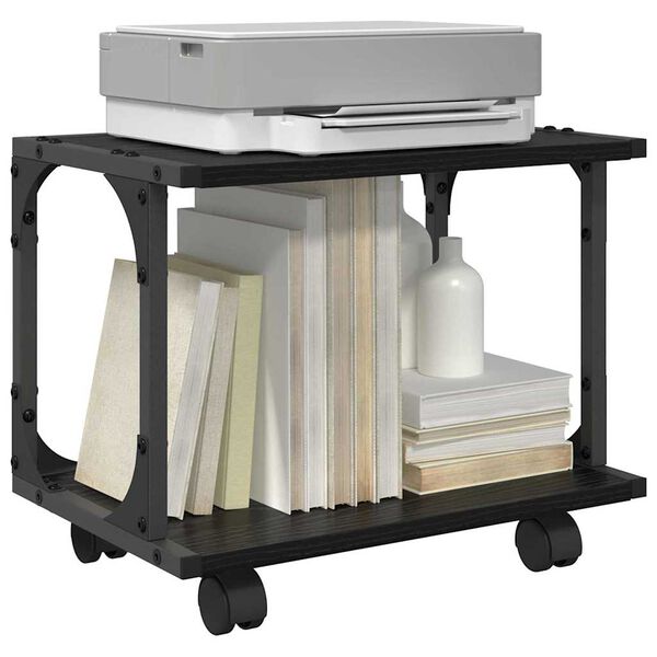 vidaXL Prentara standur Svartur Eik 41 x 28 x 33.5 cm Samsettur vi&eth;ur