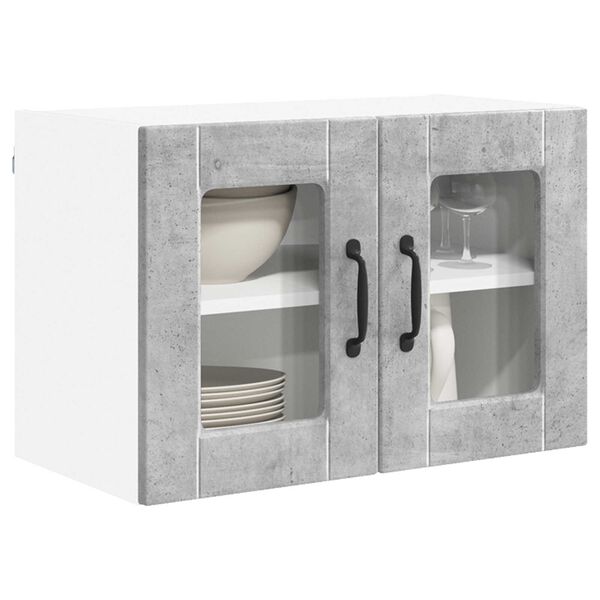 vidaXL Eldh&uacute;s sk&aacute;pur 2 pcs Steingri&eth; 60 x 31 x 40 cm Samsettur vi&eth;ur