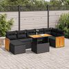 vidaXL 8 stykki gar&eth;s&oacute;fasett me&eth; p&uacute;&eth;um Black Poly Rattan Acacia
