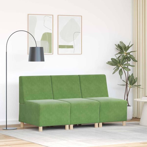 vidaXL Sofaeiningar &aacute;n handfanga 3 pcs L&eacute;tt gr&aelig;nn 55 x 74 x 82 cm