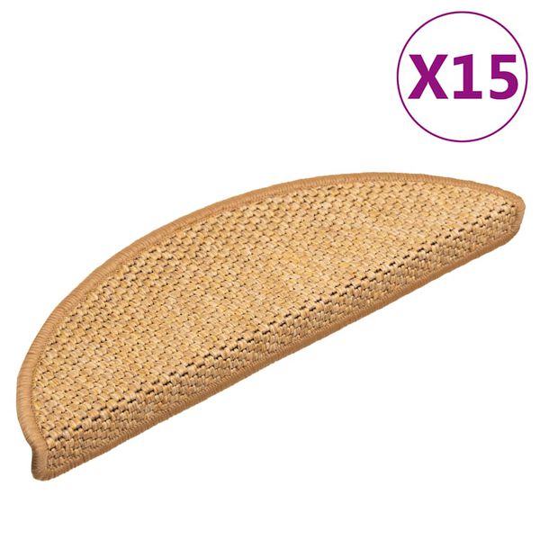 vidaXL Þrepamottur Sjálflímandi Sísalútlit 15 stk. 56x17x3 cm Sísal