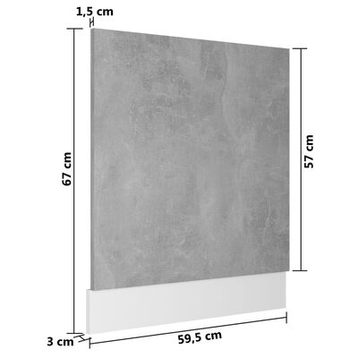 802566 vidaXL Dishwasher Panel Concrete Grey 59,5x3x67 cm Chipboard