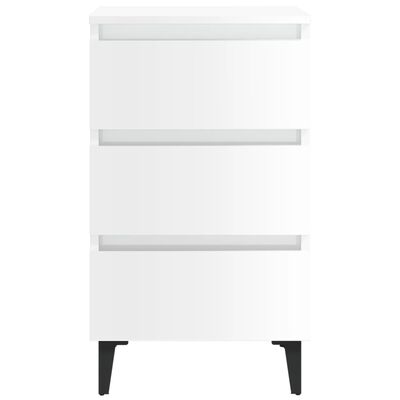 805917 vidaXL Bed Cabinet with Metal Legs High Gloss White 40x35x69 cm