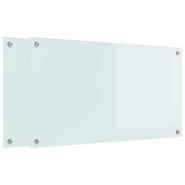 vidaXL Eldhús Backsplash Hvítt 90 x 50 cm hertuð gler