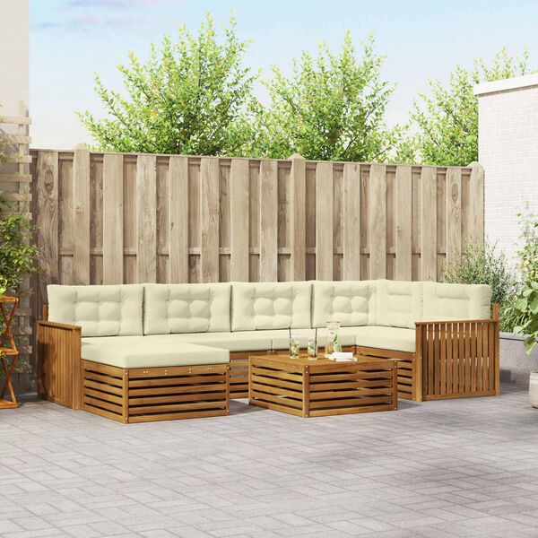 vidaXL &Uacute;ti s&oacute;fasett me&eth; p&uacute;&eth;i 7 pcs N&aacute;tt&uacute;rulegt og Krem