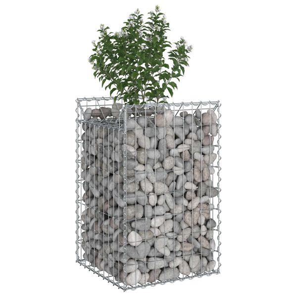 vidaXL Gabion h&aelig;kka&eth; r&uacute;m Silfur 50 x 50 x 80 cm Galvaniserad st&aacute;l