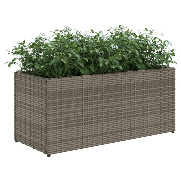 vidaXL Gar&eth;ker me&eth; 2 Pottum Gr&aacute;tt 72x30x32 cm P&oacute;l&yacute;rattan