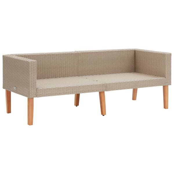vidaXL 2ja garðsetustofusett með púðum Poly Rattan Beige