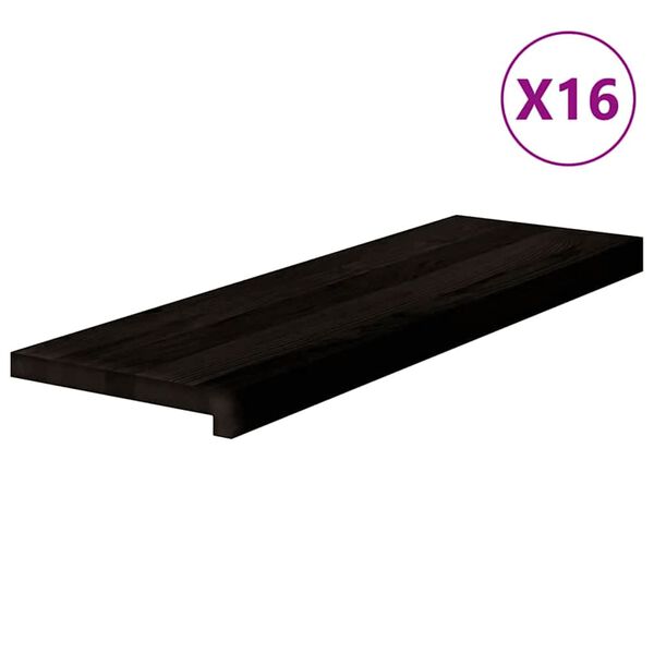 vidaXL stigagangar 16 stk D&ouml;kkbr&uacute;nt 80x25x2 cm gegnheilvi&eth;ar eik