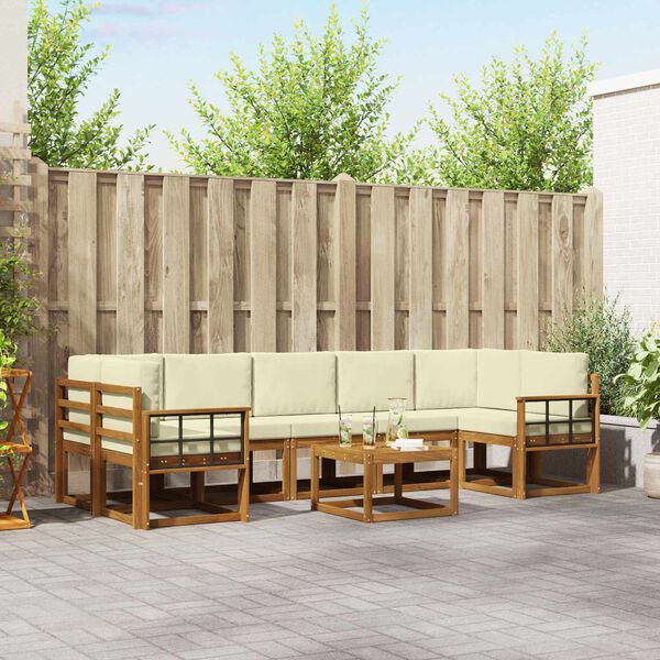 vidaXL &Uacute;ti s&oacute;fasett me&eth; p&uacute;&eth;i 8 pcs N&aacute;tt&uacute;rulegt og Krem