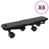 vidaXL Flutningabretti me&eth; 4 Hj&oacute;lum 6 stk. Sv&ouml;rt P&oacute;l&yacute;pr&oacute;p&yacute;len 170 kg
