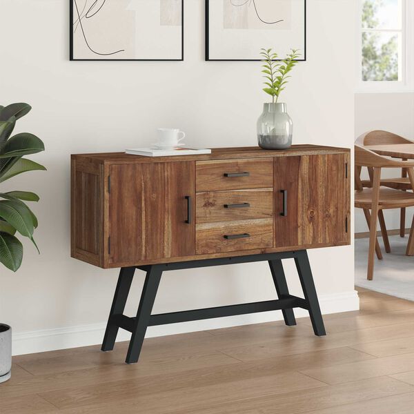 vidaXL Sj&oacute;nvarpsstandur N&aacute;tt&uacute;rulegur 110 x 30 x 75 cm Solid teak vi&eth;ur