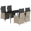 vidaXL 5 Parta Gar&eth;bor&eth;stofusett me&eth; Sessum Lj&oacute;sgr&aacute;tt P&oacute;l&yacute;rattan