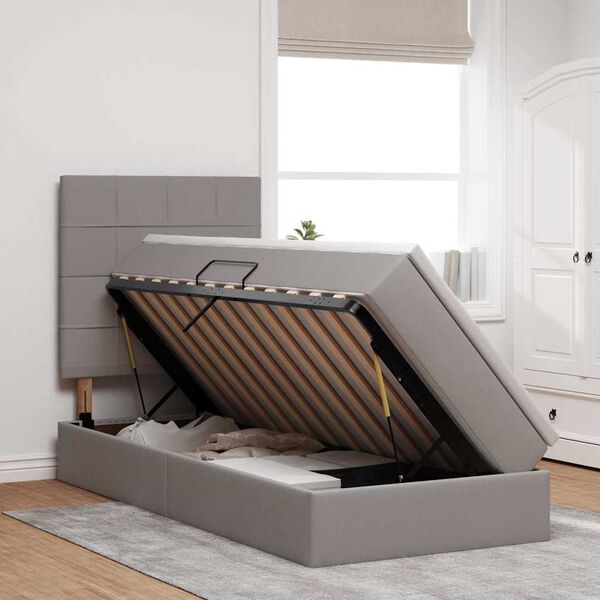 vidaXL R&uacute;m me&eth; geymslur&yacute;mi og d&yacute;nu M&oacute;gr&aacute;r 90 x 190 cm P&oacute;l&yacute;ester