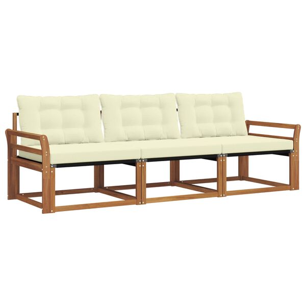 vidaXL &Uacute;ti s&oacute;fasett me&eth; p&uacute;&eth;i 3 pcs N&aacute;tt&uacute;rulegt og Krem