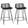 vidaXL Barst&oacute;ll 2 pcs Svartur 44 x 45 x 76 cm Fingratta og St&aacute;l