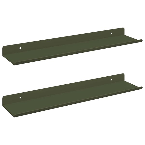 vidaXL Flj&oacute;tandi skrifbor&eth; 2 pcs Ol&iacute;fugr&aelig;nn 40 x 9 x 2,5 cm St&aacute;l