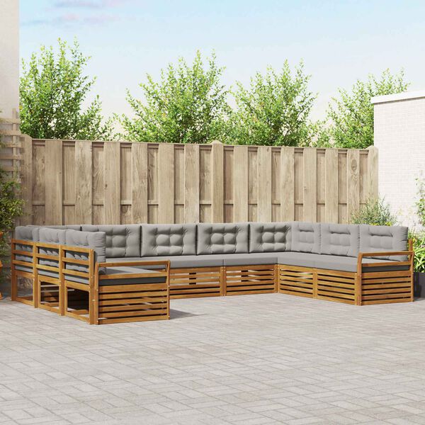 vidaXL S&oacute;fasett 9 pcs N&aacute;tt&uacute;rulegt og Lj&oacute;st Gr&aacute;tt Hrein akas&iacute;utr&eacute;