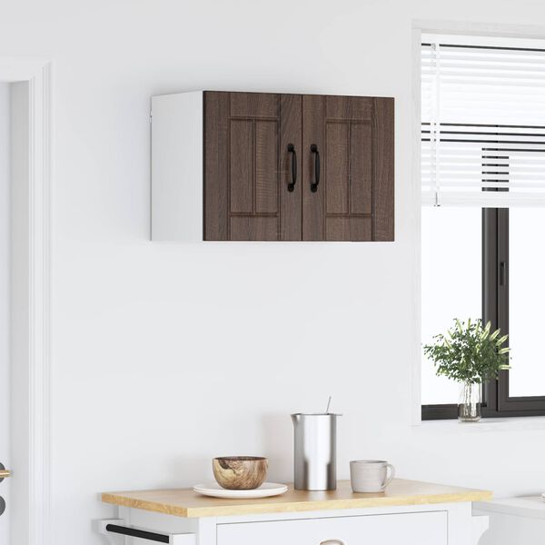 vidaXL Vegghengdur eldh&uacute;ssk&aacute;pur Vegghengt Br&uacute;nn eik 60 x 31 x 40 cm