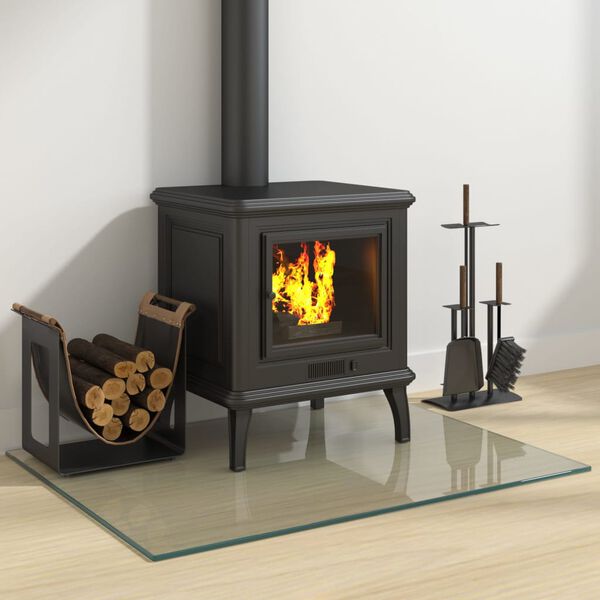 324128 vidaXL Glerplata fyrir Eldst&aelig;&eth;i R&eacute;tthyrnd 80x60 cm