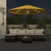 vidaXL Veggfest Sólhlíf með LED ljósum Gult 290 cm