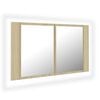 vidaXL LED Ba&eth;sk&aacute;pur me&eth; Spegli Sonoma Eik 80x12x45 cm Samsettur Vi&eth;ur
