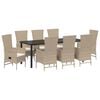 vidaXL Gar&eth;ur bor&eth;sett me&eth; p&uacute;&eth;i 9 pcs Drapplita&eth;ur p&oacute;l&yacute;rattan
