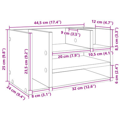 vidaXL Skrifborðsskipuleggjari 44,5x24x25 cm Samsettur Viður