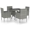 vidaXL 5 Hluta Gar&eth;bor&eth;stofusett P&oacute;l&yacute;rattan Reykgr&aacute;tt