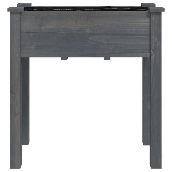 vidaXL Gróðurker með Fóðri Grátt 71x37x76 cm Gegnheill Þinur