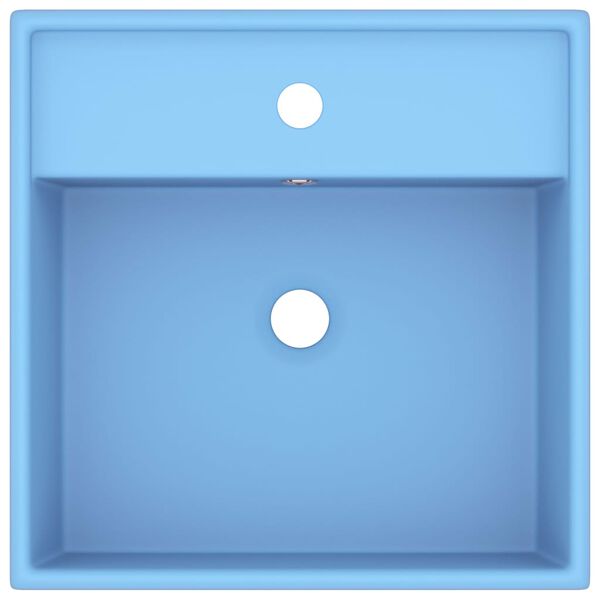 vidaXL L&uacute;xus Handlaug me&eth; Yfirfalli Ferhyrnd Mattur Lj&oacute;sbl&aacute;r 41x41 cm Keramik