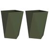 vidaXL Pl&ouml;ntuker 2 pcs Ol&iacute;fugr&aelig;nn 50 x 50 x 75 cm St&aacute;l