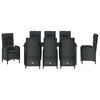 vidaXL Gar&eth;ur bor&eth;sett me&eth; p&uacute;&eth;i 9 pcs Svartur p&oacute;l&yacute;rattan