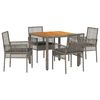 vidaXL Gar&eth;ur bor&eth;sett 5 pcs Gr&aacute;r p&oacute;l&yacute;rattan