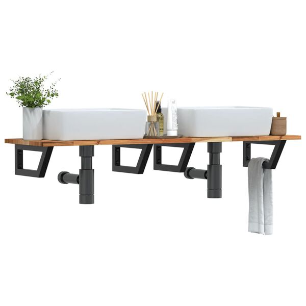 vidaXL Veggfest Handlaugarhilla St&aacute;l og Gegnheil Akas&iacute;a