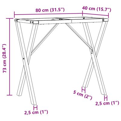 vidaXL Borðfætur fyrir Borðstofuborð X-Frame 80x40x73 cm Steypujárn