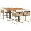 vidaXL 5 Hluta Gar&eth;bor&eth;sett me&eth; Sessum Drappa&eth; P&oacute;l&yacute;rattan