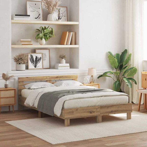 vidaXL Ramsv&iacute;k me&eth; led Artisan Eik 140 x 190 cm Samsettur vi&eth;ur