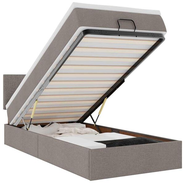 vidaXL Ottoman r&uacute;mgrind me&eth; d&yacute;nu Taupe 90x190 cm Efni