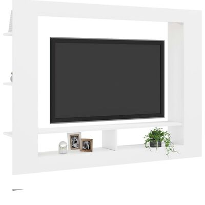 800738 vidaXL TV Cabinet White 152x22x113 cm Chipboard