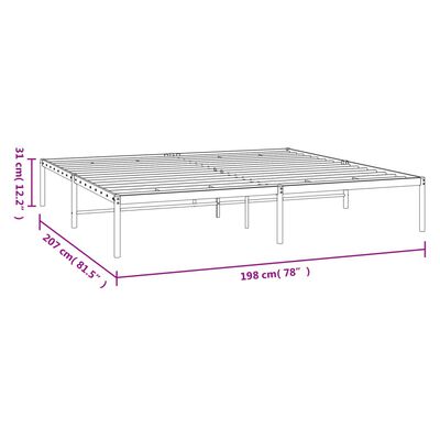 vidaXL Rúmgrind úr Málmi Hvít 193x203 cm