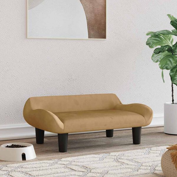 vidaXL Hundarúm Brúnt 70x40x24 cm Flauel