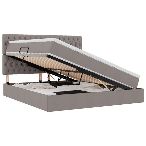 vidaXL R&uacute;m me&eth; geymslur&yacute;mi og LED M&oacute;gr&aacute;r 160 x 200 cm P&oacute;l&yacute;ester