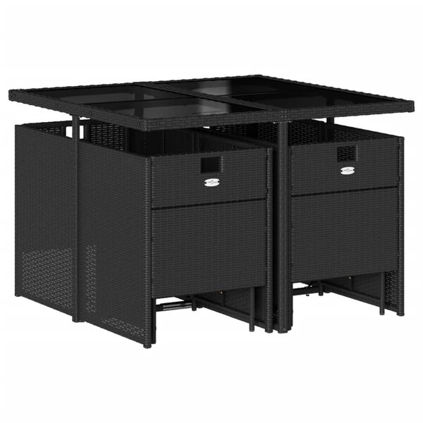 vidaXL 9 Stk. Gar&eth;h&uacute;sgagnasett me&eth; P&uacute;&eth;um P&oacute;l&yacute;rattan Svart