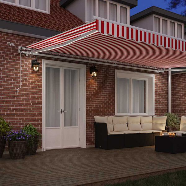 vidaXL H&aelig;gt a&eth; draga saman skyggni Rautt og hv&iacute;tt 500 &times; 350 cm