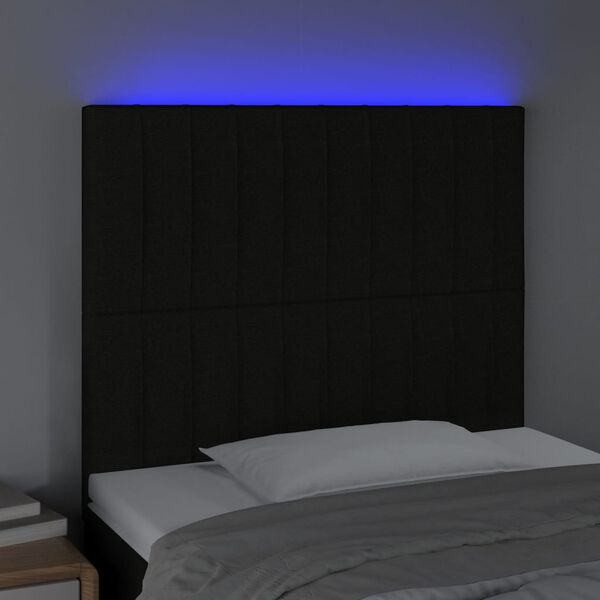 vidaXL LED h&ouml;fu&eth;gafl Svart 90x5x118/128 cm Efni