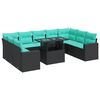 vidaXL 10 bita gar&eth;s&oacute;fasett me&eth; p&uacute;&eth;um Black Poly Rattan Acacia