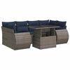 vidaXL 7 stykki gar&eth;s&oacute;fasett me&eth; p&uacute;&eth;um Grey Poly Rattan Akas&iacute;uvi&eth;ur