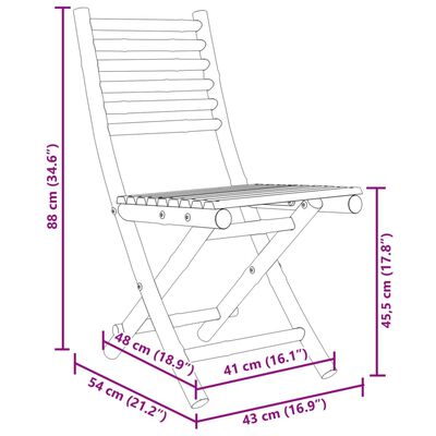 vidaXL Samanbrjótanlegir Garðstólar 8 stk 43x54x88 cm Bambus